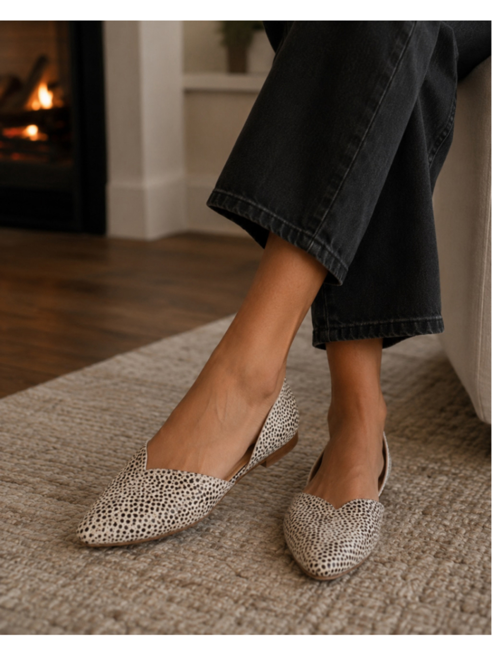 Women's Madewell Flats & Loafers Size 9.5 Beige Black Dalmation Print Summer